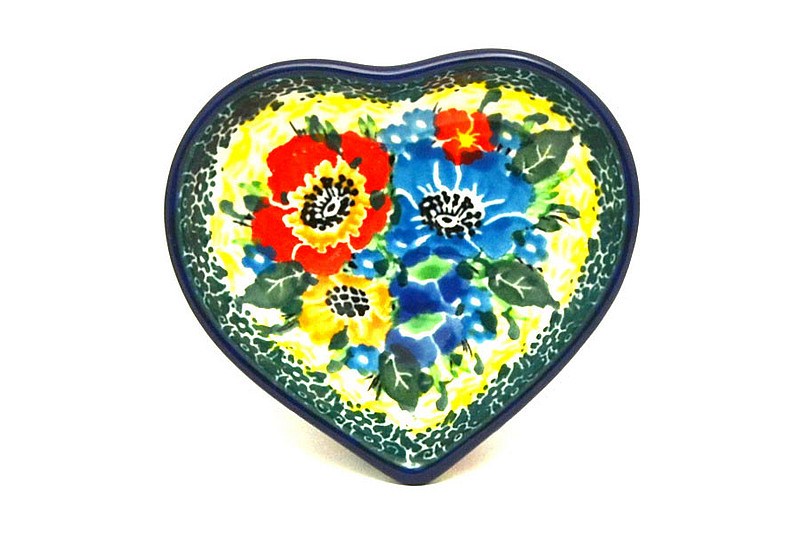 Ceramika Artystyczna Polish Pottery Tea Bag Holder - Heart - Unikat Signature - U4578 B64-U4578 (Ceramika Artystyczna)
