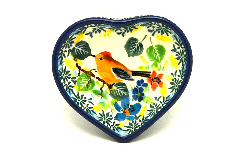 Ceramika Artystyczna Polish Pottery Tea Bag Holder - Heart - Unikat Signature - U5098 B64-U5098 (Ceramika Artystyczna)