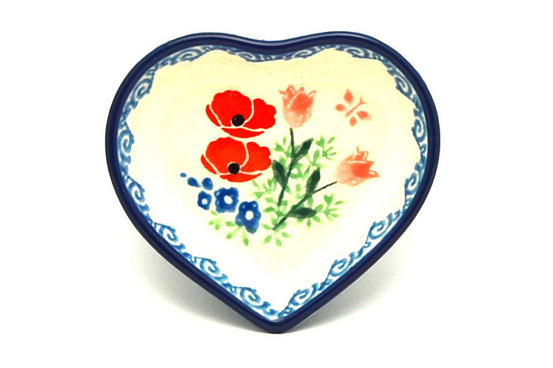 Ceramika Artystyczna Polish Pottery Tea Bag Holder - Heart - Whimsical Garden B64-3220a (Ceramika Artystyczna)