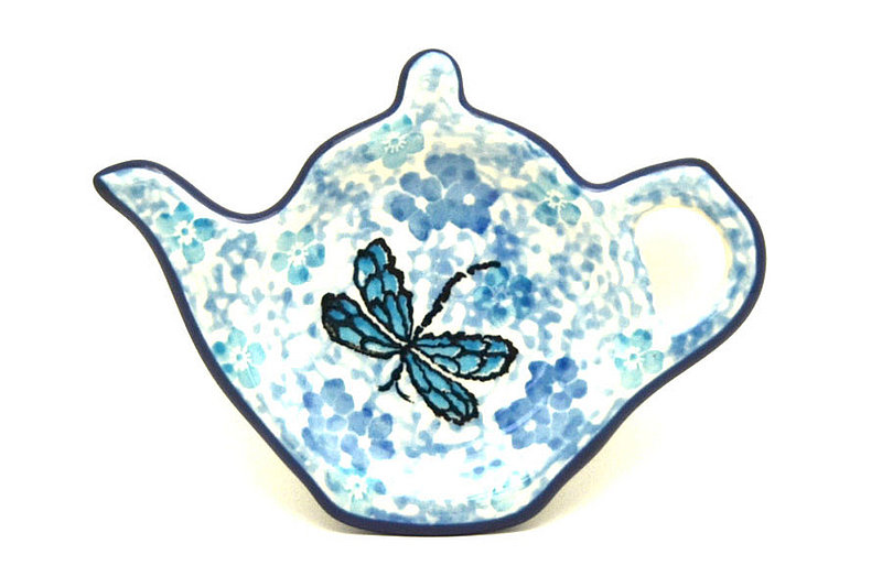 Polish Pottery Tea Bag Holder - Misty Dragonfly