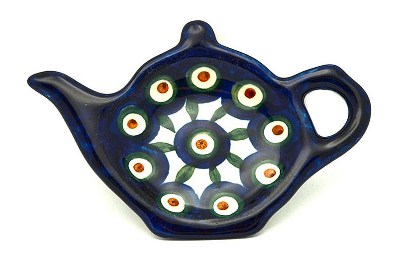 Polish Pottery Tea Bag Holder - Peacock