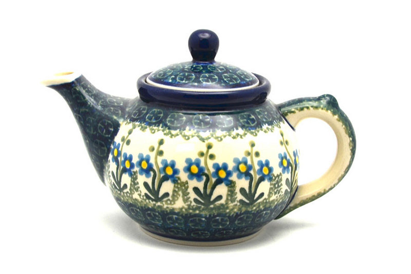 Polish Pottery Teapot - 14 oz. - Blue Spring Daisy