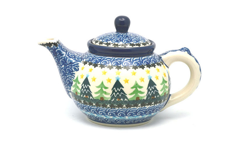 Polish Pottery Teapot - 14 oz. - Christmas Trees 