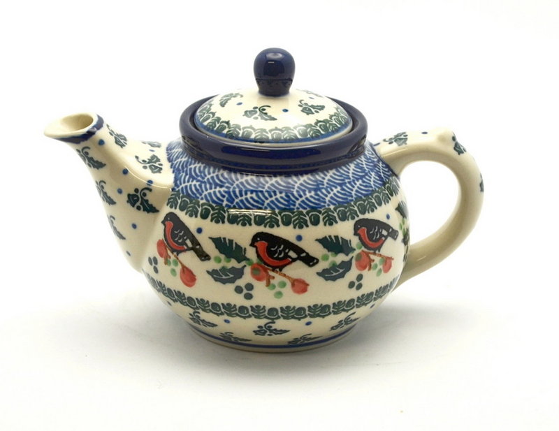 Ceramika Artystyczna Polish Pottery Teapot - 14 oz. - Red Robin 120-1257a (Ceramika Artystyczna)