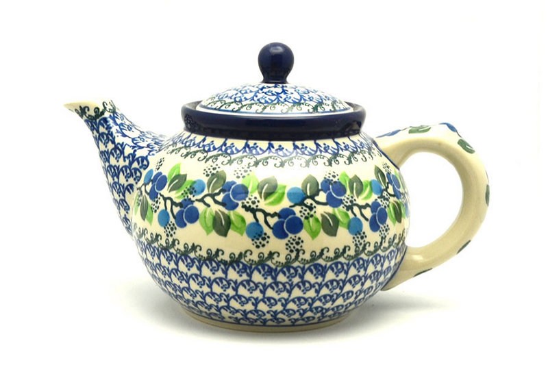 Polish Pottery Teapot - 1 1/4 qt. - Blue Berries 