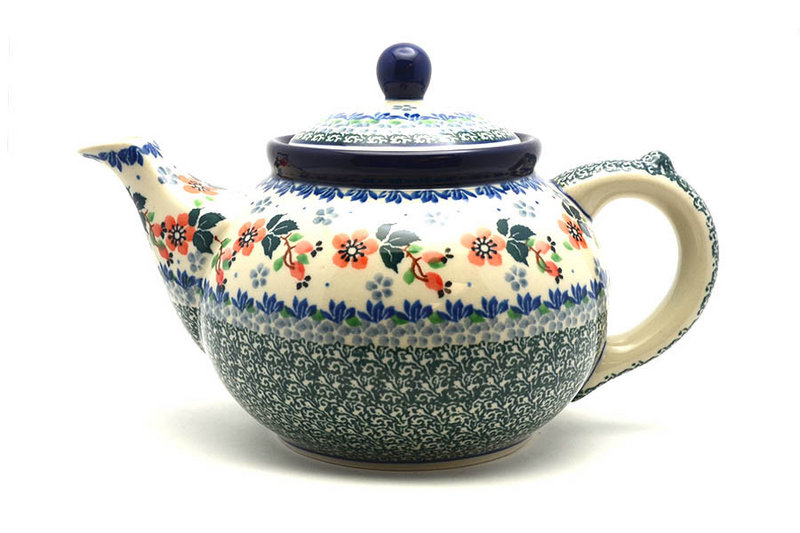 Polish Pottery Teapot - 1 1/4 qt. - Cherry Blossom