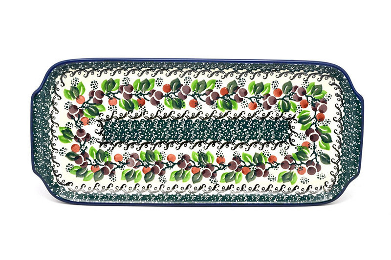 Ceramika Artystyczna Polish Pottery Tray - Appetizer - 12" - Burgundy Berry Green 410-1415a (Ceramika Artystyczna)