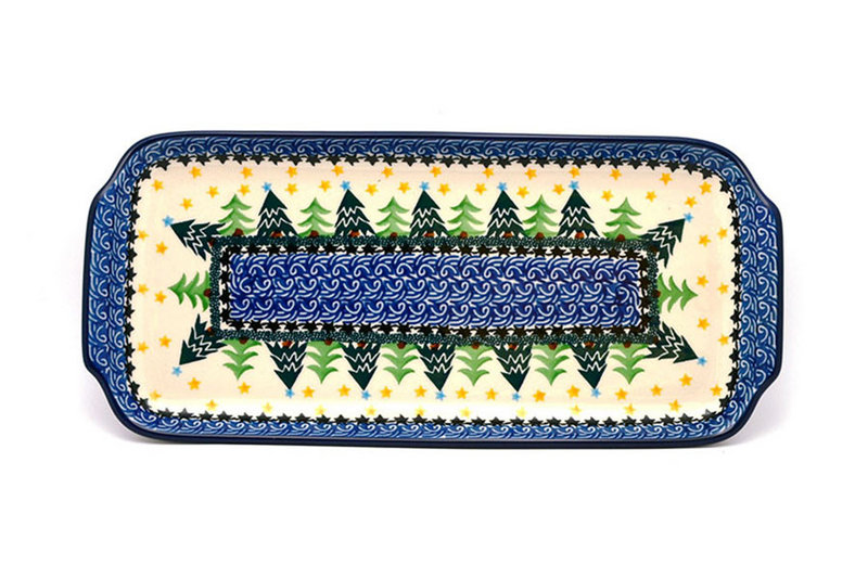 Ceramika Artystyczna Polish Pottery Tray - Appetizer - 12" - Christmas Trees 410-1284a (Ceramika Artystyczna)