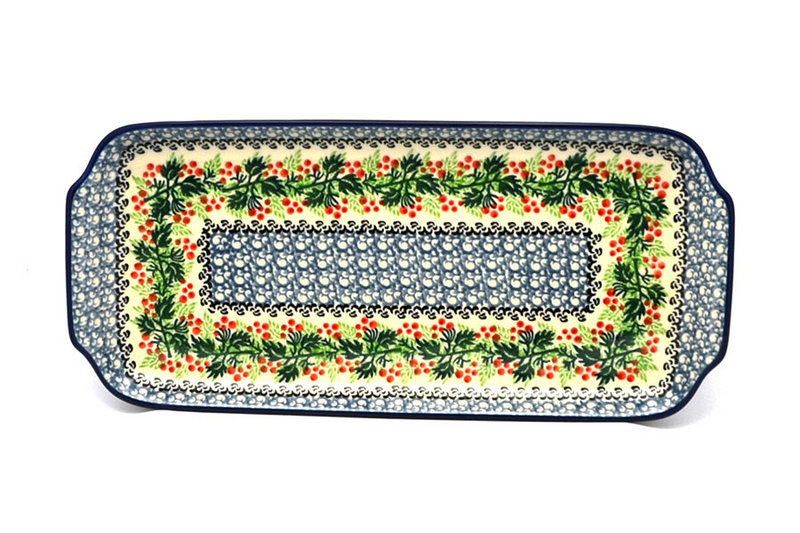 Ceramika Artystyczna Polish Pottery Tray - Appetizer - 12" - Holly Berry 410-1734a (Ceramika Artystyczna)