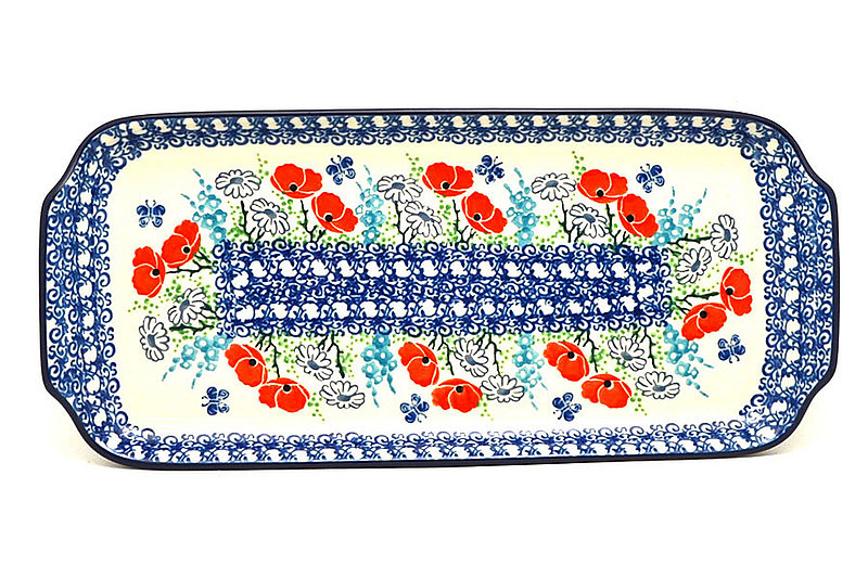Ceramika Artystyczna Polish Pottery Tray - Appetizer - 12" - Red Poppy Garden 410-2901a (Ceramika Artystyczna)