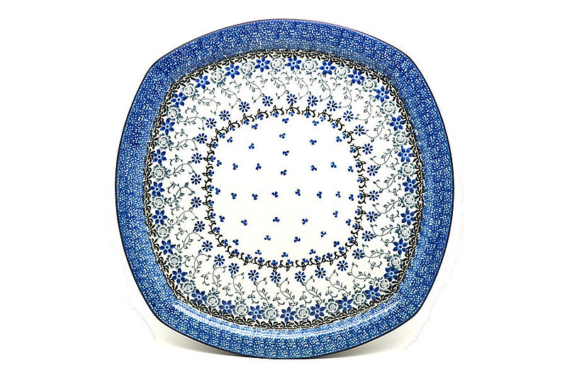 Ceramika Artystyczna Polish Pottery Tray - Rounded Square - Silver Lace F83-2158a (Ceramika Artystyczna)