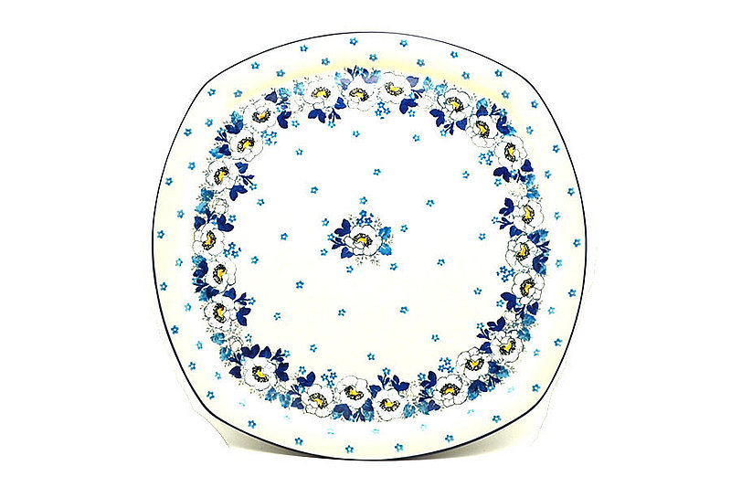 Ceramika Artystyczna Polish Pottery Tray - Rounded Square - White Poppy F83-2222a (Ceramika Artystyczna)