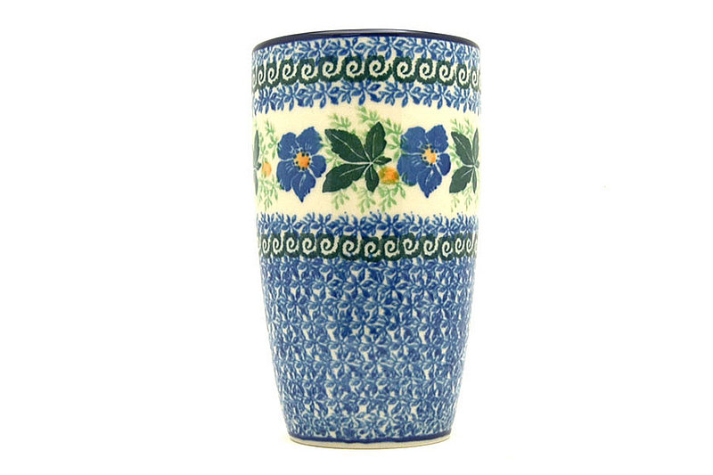 Ceramika Artystyczna Polish Pottery Tumbler - 12 oz. - Blue Pansy C53-1552a (Ceramika Artystyczna)