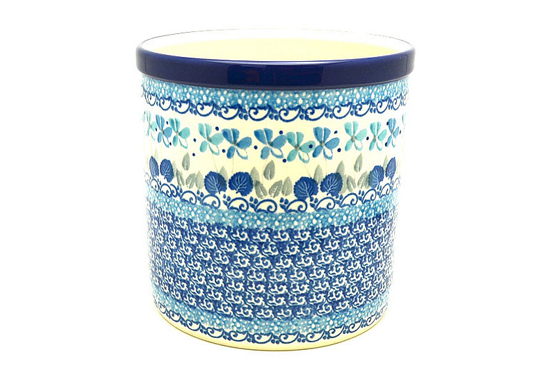 Ceramika Artystyczna Polish Pottery Utensil Holder - Blue Orchids 003-2751a (Ceramika Artystyczna)