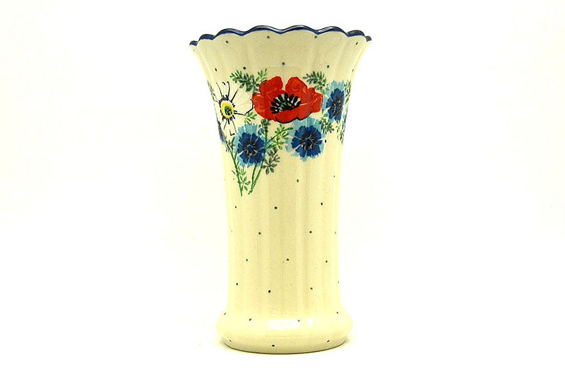 Ceramika Artystyczna Polish Pottery Vase - Medium Fluted - Double Delight 050-2511a (Ceramika Artystyczna)