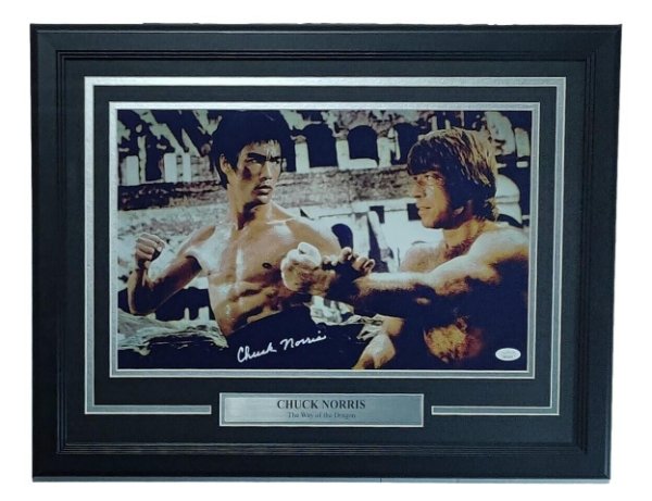 Chuck Norris Autographed Signed 11X14 Photo " Way Of The Dragon" Bruce Lee Framed JSA 