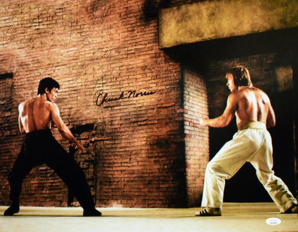 Chuck Norris Autographed Signed 16X20 The Way Of The Dragon Stare Down Photo- JSA W 