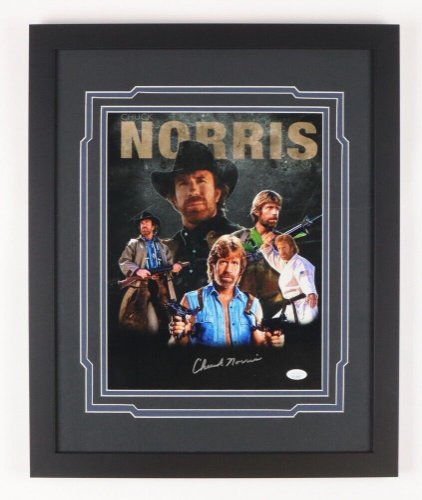 Chuck Norris Autographed Signed 18X22 Framed Photo (JSA COA) Depicting 5 Of His Best Roles 