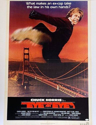 Chuck Norris Autographed Signed An Eye For An Eye Original Movie Poster JSA 