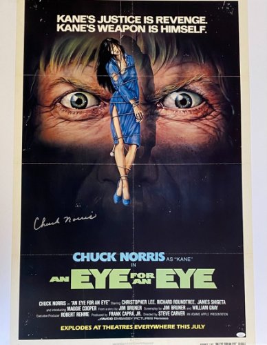 Chuck Norris Autographed Signed An Eye For And Eye Original Movie Poster JSA 