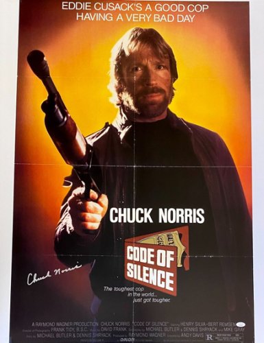 Chuck Norris Autographed Signed Code Of Silence Original Movie Poster JSA 