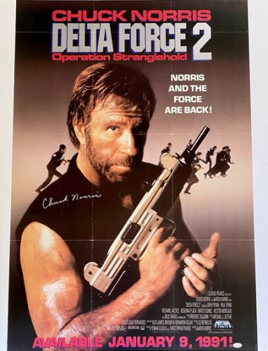 Chuck Norris Autographed Signed Delta Force 2 Original Movie Poster JSA 