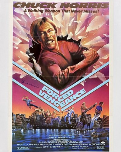 Chuck Norris Autographed Signed Forced Vengeance Original Movie Poster JSA 