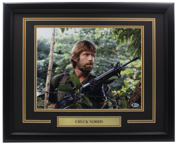 Chuck Norris Autographed Signed Framed 11X14 Jungle Photo Beckett 
