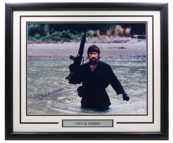 Chuck Norris Autographed Signed Framed 16X20 Missing In Action Photo JSA 