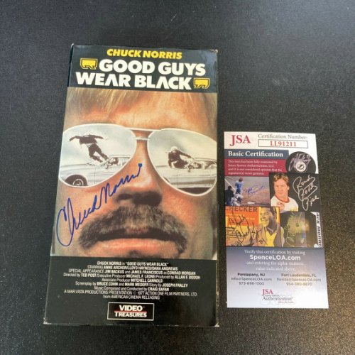 Chuck Norris Autographed Signed Good Guys Wear Black Vhs Movie JSA COA 