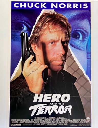 Chuck Norris Autographed Signed Hero And The Terror Original Movie Poster JSA 