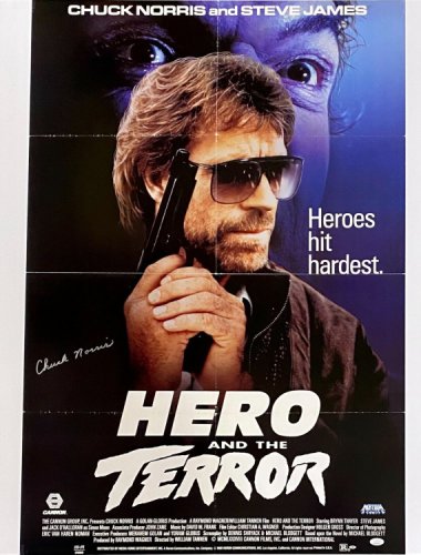 Chuck Norris Autographed Signed Hero And The Terrow Original Movie Poster JSA 