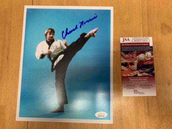 Chuck Norris Autographed Signed Karate 8X10 Photo JSA Witness 