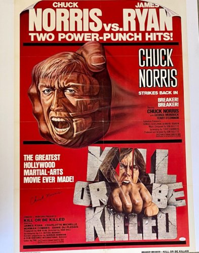 Chuck Norris Autographed Signed Kill Or Be Killed Original Movie Poster JSA 