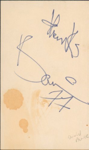 David Bowie Autographed Signed "Thanks 77" Authentic 3X5 Index Card Beckett 