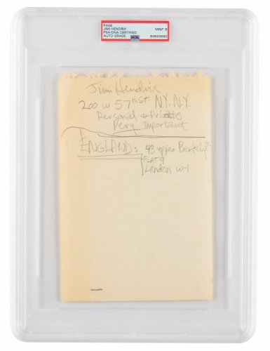 Jimi Hendrix Autographed Signed Beautiful Autograph With His Address PSA DNA Mint 9 