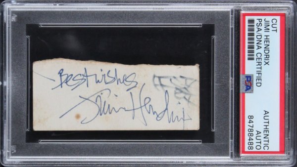 Jimi Hendrix Autographed Signed "Best Wishes" Authentic 1.5X3 Cut Signature PSA/DNA Slabbed 