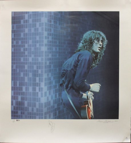 Jimmy Page Autographed Signed 30X33 Sandra Lawrence Art Print Le #219/300 Auto Graded 10 Beckett 