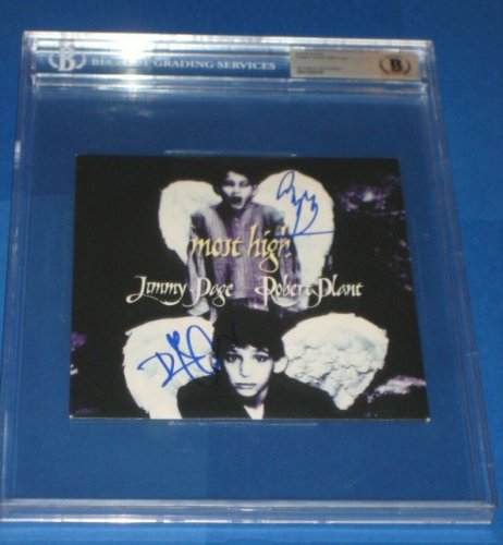 Jimmy Page Autographed Signed & Robert Plant Most High 45 Sleeve Beckett Authentic & Encap 