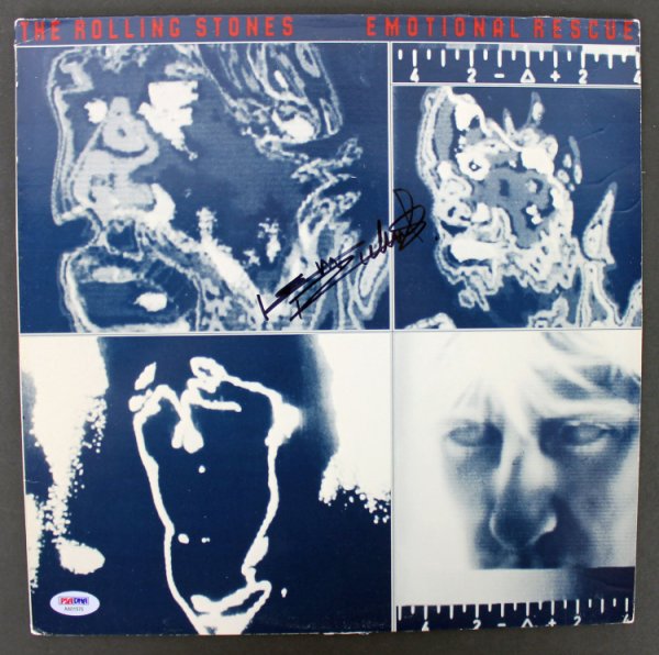 Keith Richards Autographed Signed Rolling Stones Emotional Rescue Album Cover PSA 