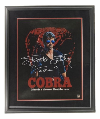 Sylvester Stallone Autographed Signed Framed 16X20 Cobra Movie Photo Cobra Inscr Beckett 