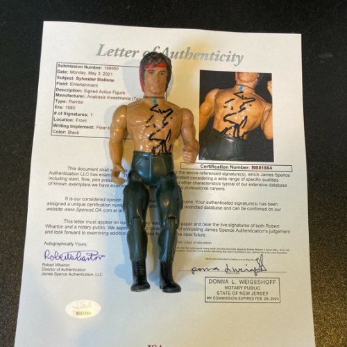 Sylvester Stallone Autographed Signed Vintage 1985 Rambo Anabasis Action Figure JSA COA 