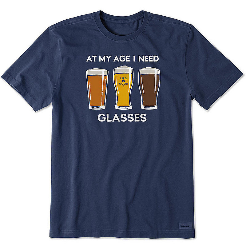 Life Is Good Men's Clean At My Age Beer Glasses Short Sleeve Tee Shirt 130514 (Life Is Good)