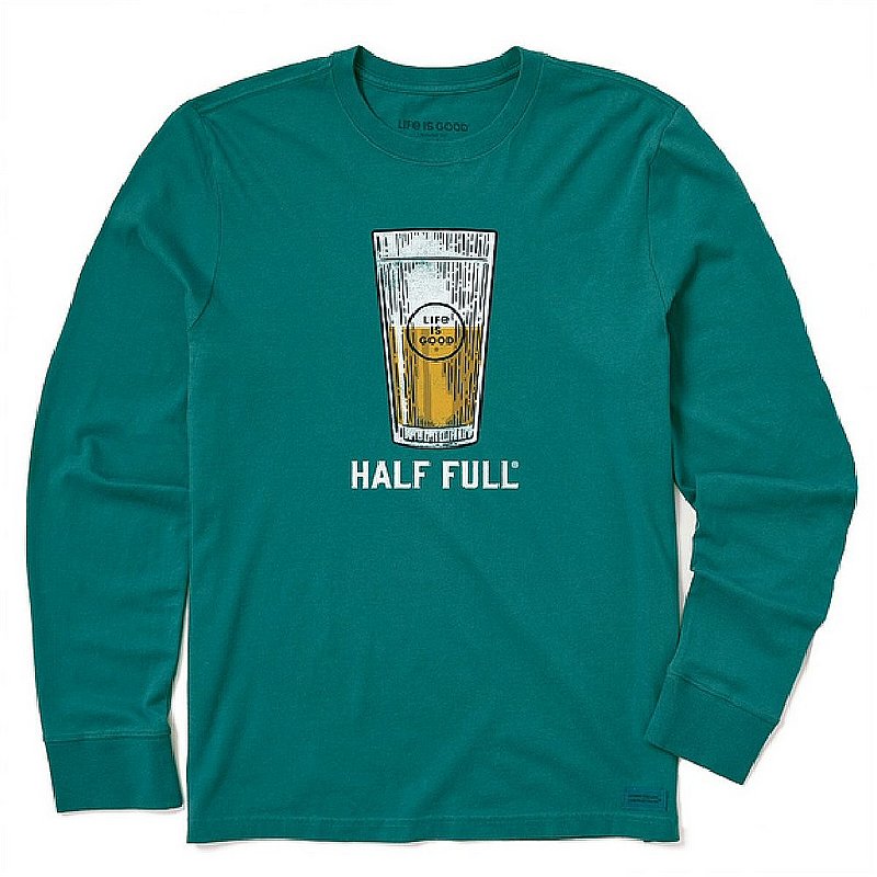 Men's Half Full Beer Long Sleeve Crusher-LITE Tee Shirt
