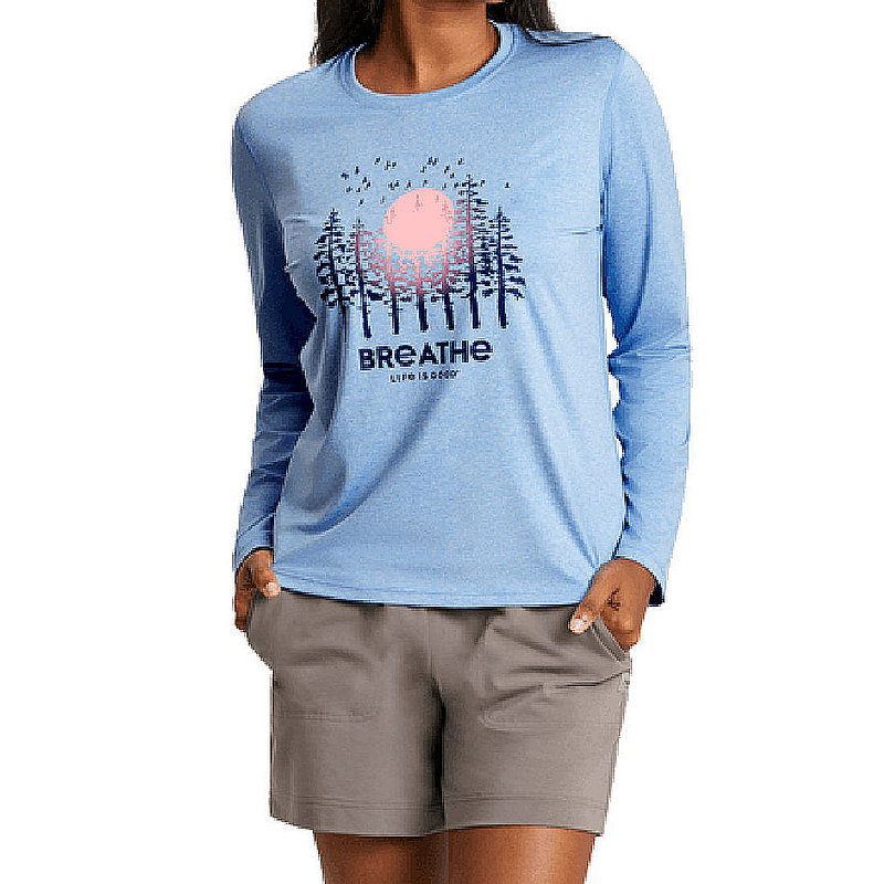 Life Is Good Women's Breathe Forest Long Sleeve Active Tee Shirt 89623 (Life Is Good)