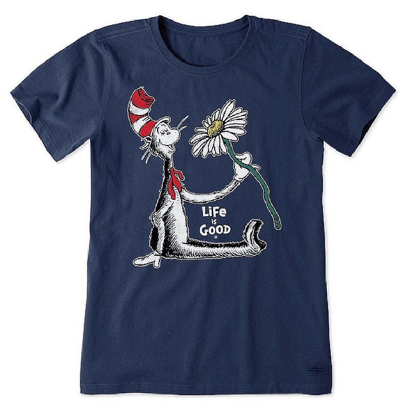 Life is good Women's Cat In The Hat Daisy Short Sleeve Crusher Tee Shirt 107397 (Life is good)