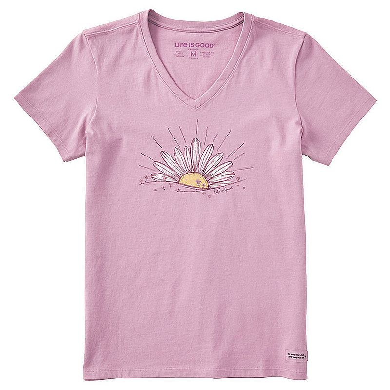 Life Is Good Women's Dreamy Sunrise Daisy Crusher Vee Shirt 115072 (Life Is Good)