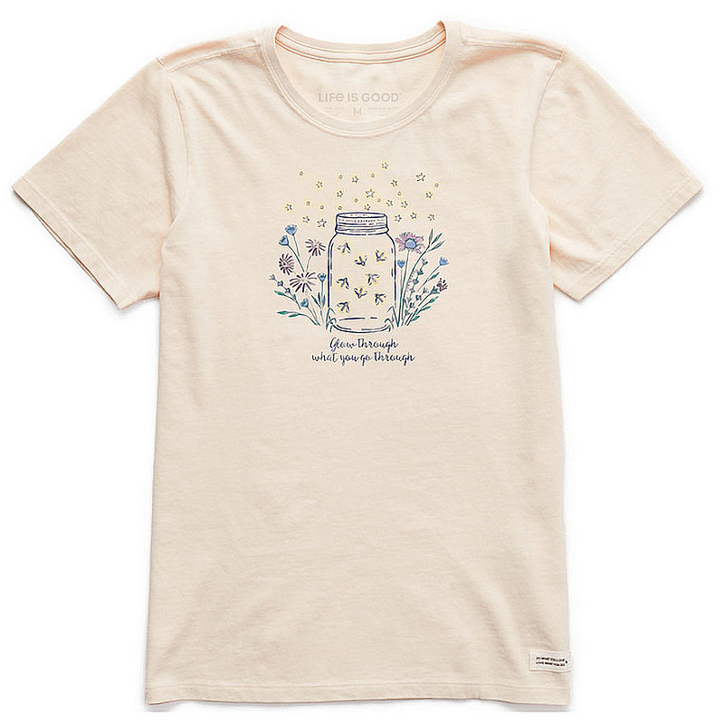 Life Is Good Women's Fireflies Flowers Jar Crusher Tee Shirt 99130 (Life Is Good)