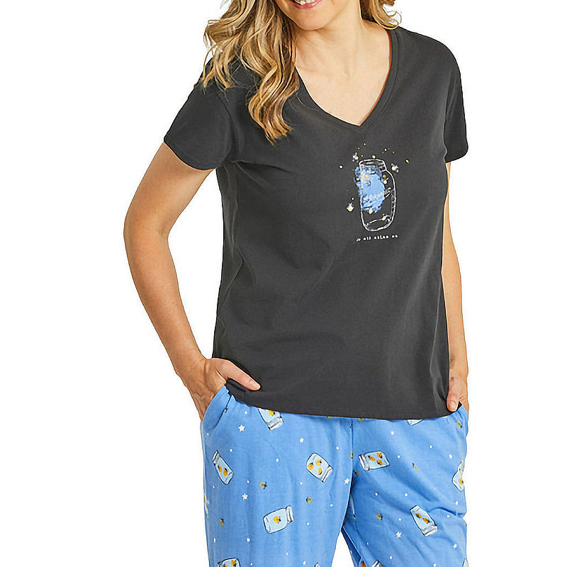 Life Is Good Women's Fireflies Shine On Snuggle Up Relaxed Sleep Vee Shirt 115263 (Life Is Good)