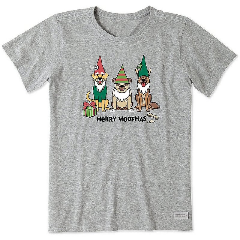 Life is good WOMEN'S GNOME DOGS SHORT SLEEVE CRUSHER Heather Gray L 91515 (Life is good)